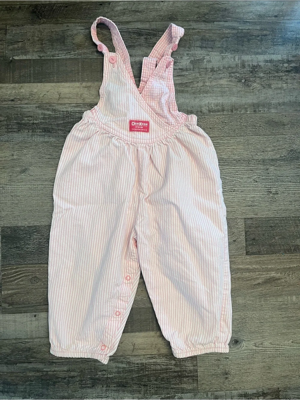 Oshkosh crossover pink stripe overalls